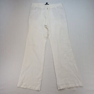 Cynthia Rowley Linen Pants Womens 8 White Wide Leg Drawstring Trousers Casual